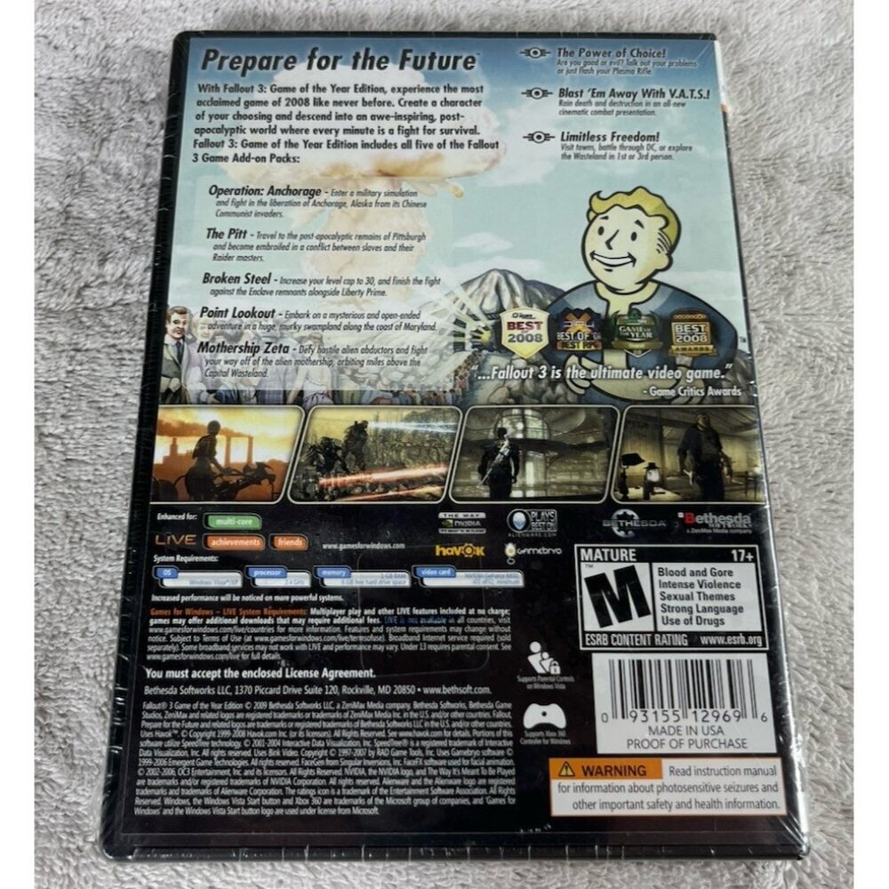 Fallout 3: GAME OF THE YEAR EDITION Brand New Factory Sealed PC Windows Bethesda - Picture 2 of 6